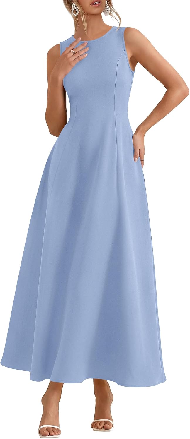 PRETTYGARDEN Women's Sleeveless Summer Elegant Maxi Dresses