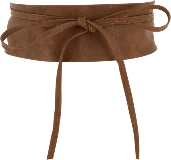Woman Leatherette Waisband Obi Belt, Mica