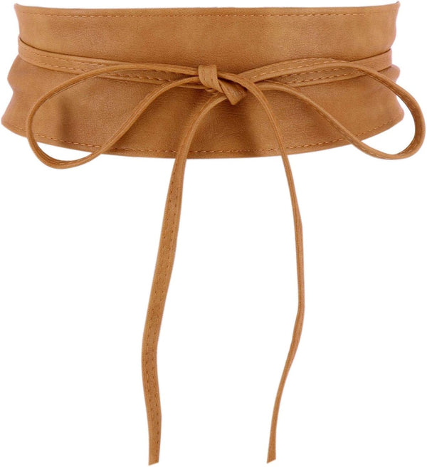 Woman Leatherette Waisband Obi Belt, Mica