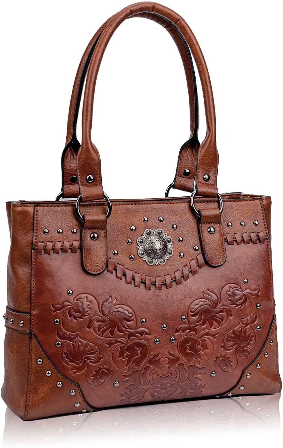 Large Western Tote Bag — Vintage Embossed with Concho Studs Secondary image