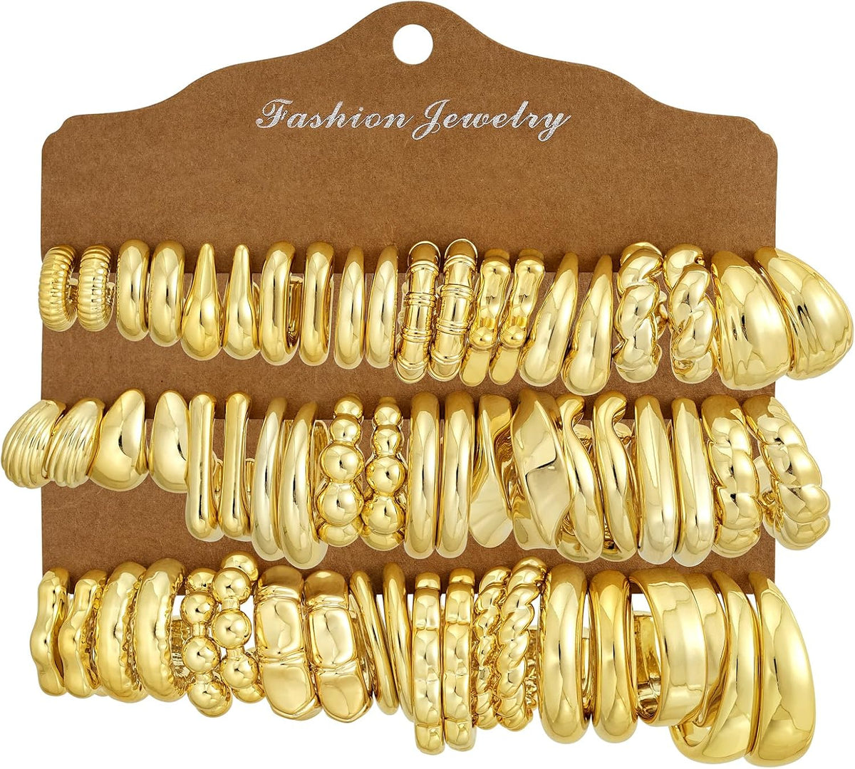 30 Pairs Chunky Gold Hoop Earrings for Women, Multipack Jewelry for Gift