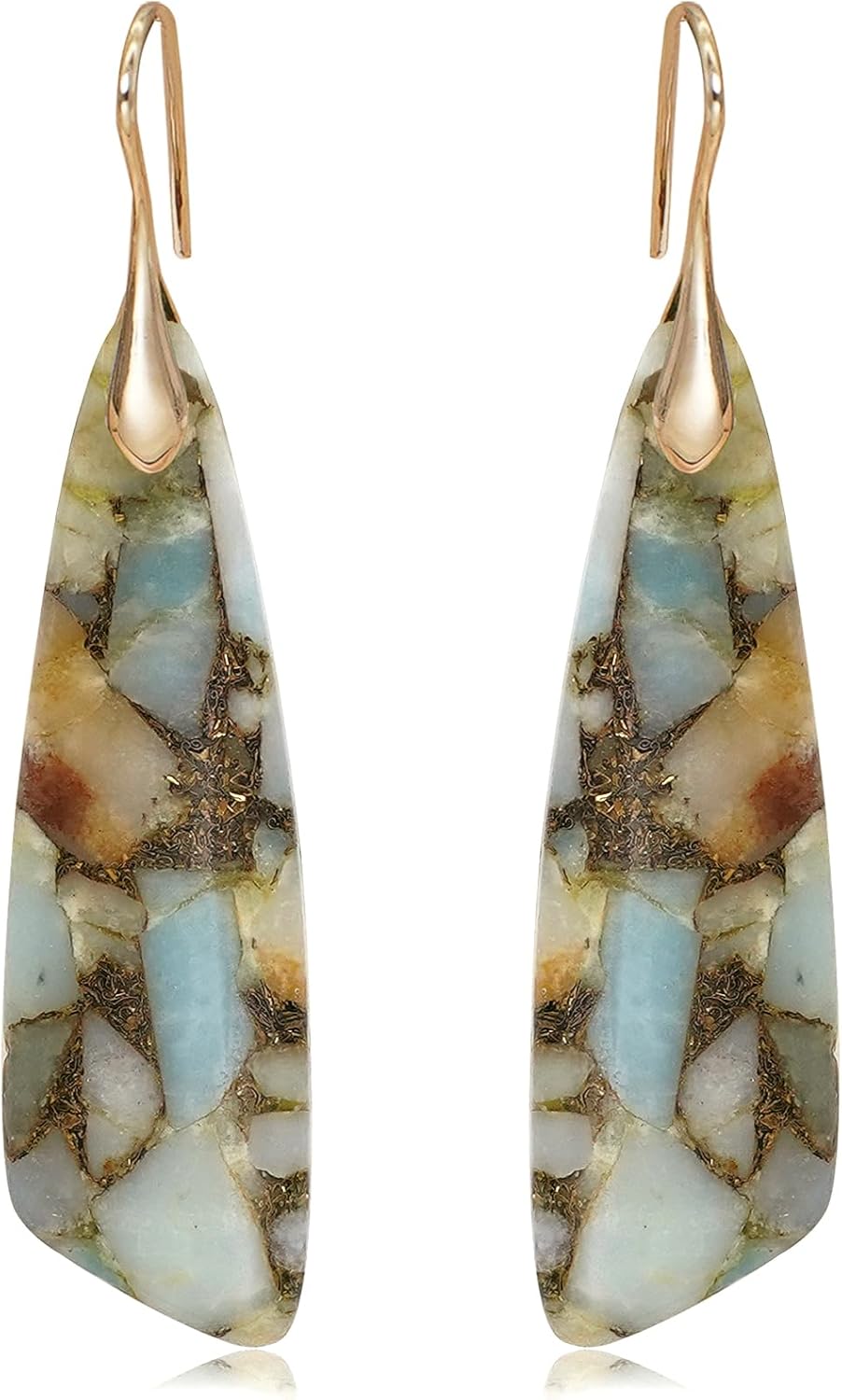Natural Stone Triangle Boho Dangle Earrings