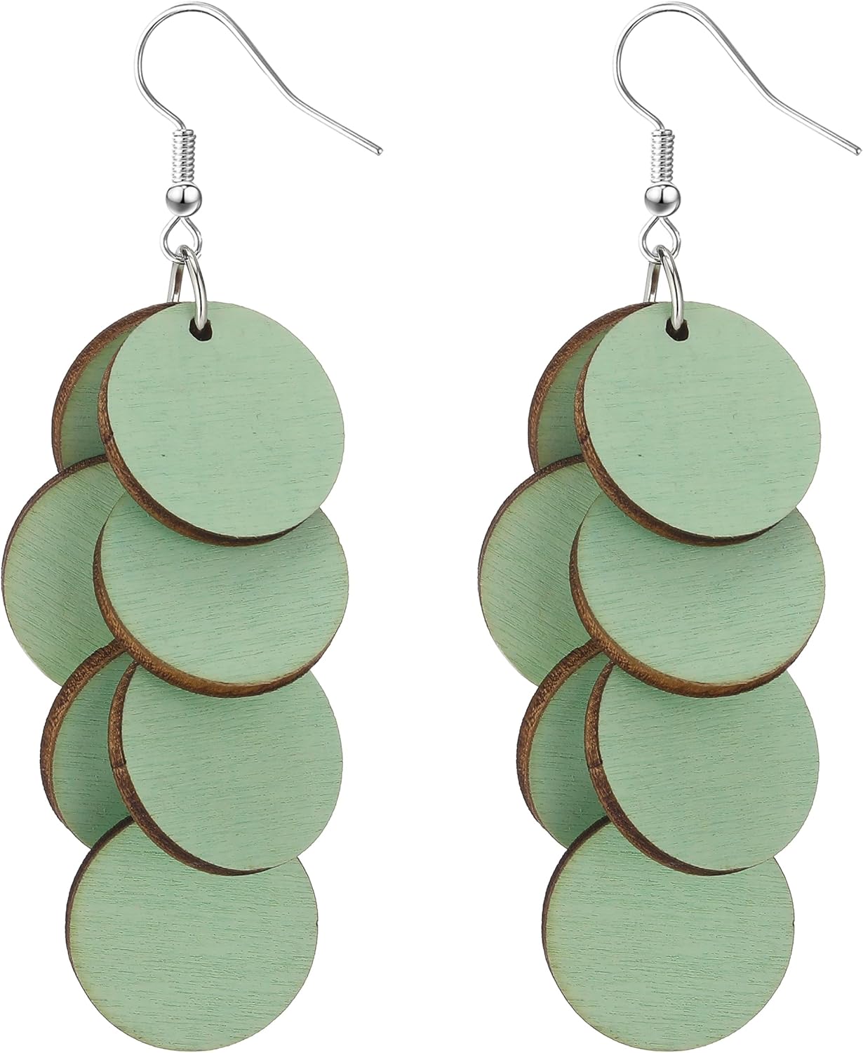 Bohemian Wooden Layered Disc Dangle Earrings