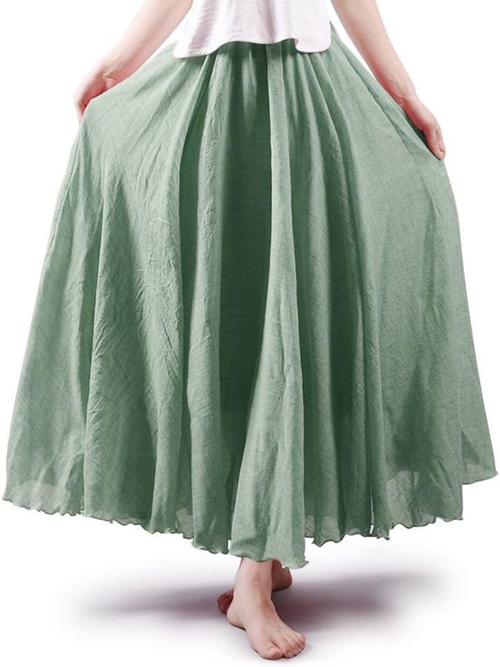 OCHENTA Boho Cotton Maxi Skirts Flowy Long A Line Skirt for Women S-L&Girls