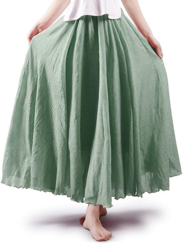 OCHENTA Boho Cotton Maxi Skirts Flowy Long A Line Skirt for Women S-L&Girls