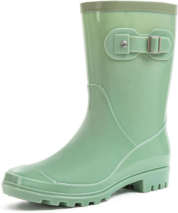 Women's Mid Calf Rain Boots Waterproof Fashion Shoes