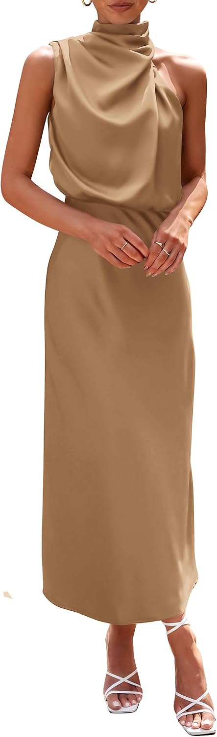 PRETTYGARDEN Women's Summer Satin Maxi Cocktail Dress