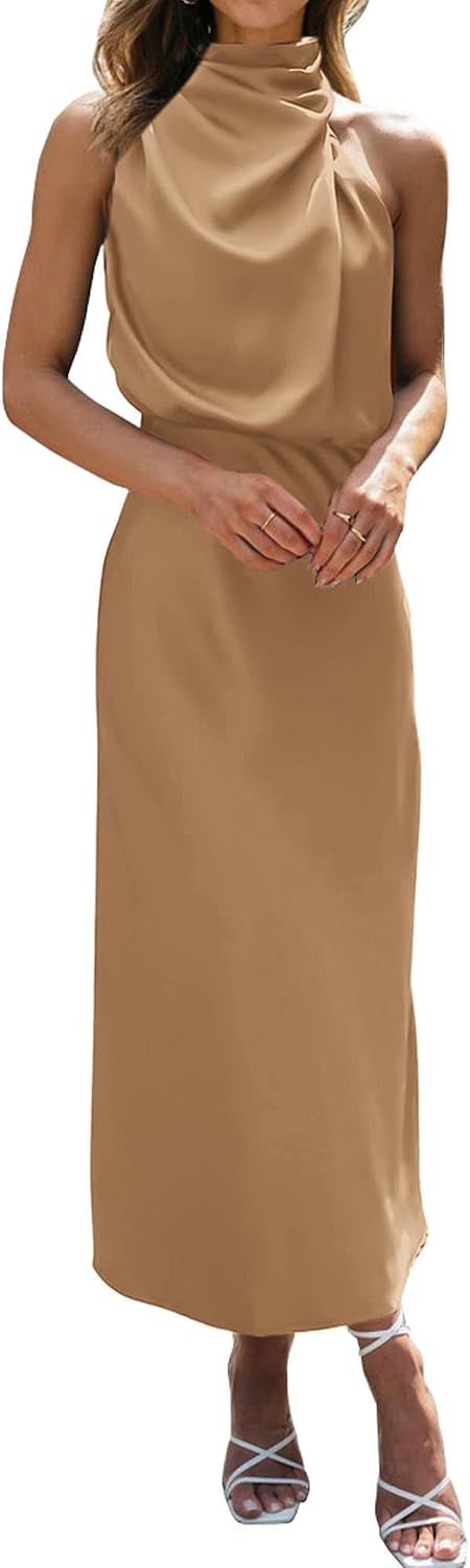 BTFBM Mock Neck Cocktail Dresses for Women Summer