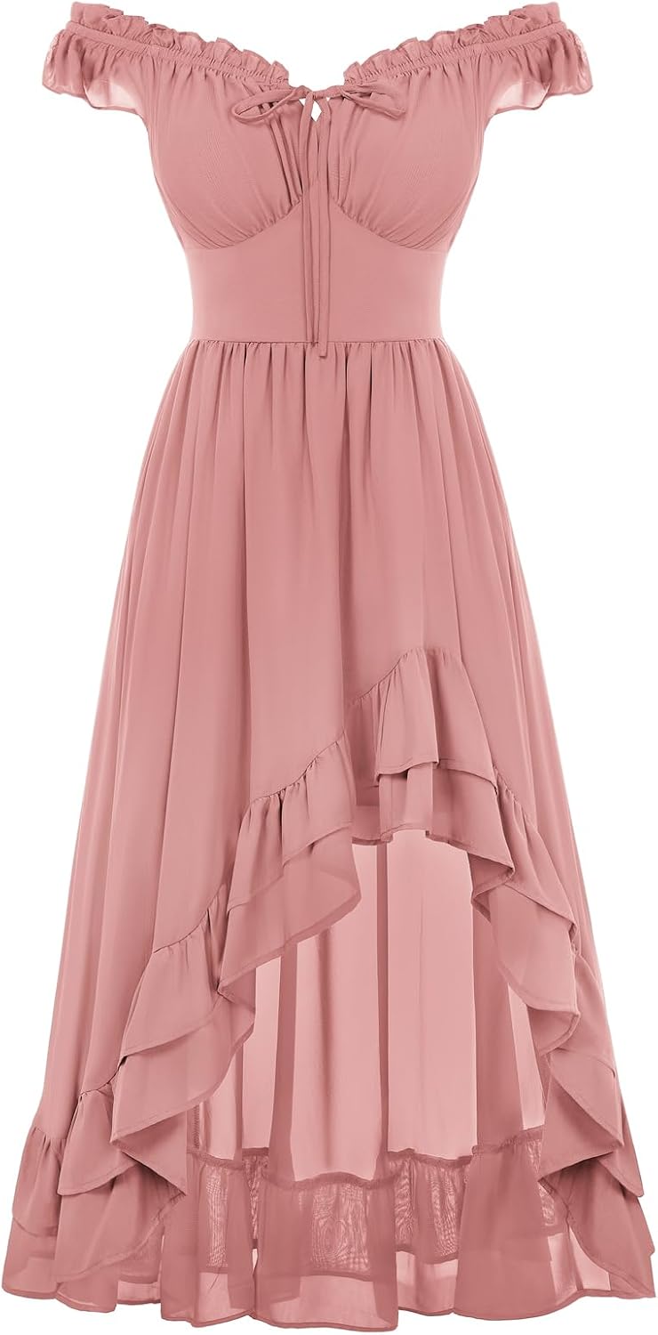Scarlet Darkness Renaissance Corset Dress Off Shoulder Chiffon Sundress