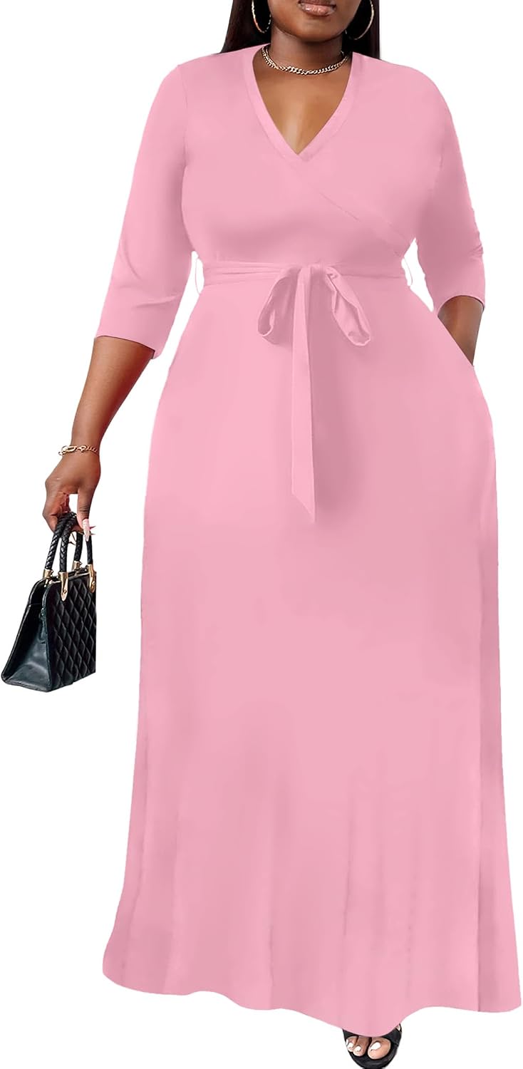 Nmoder Plus Size Maxi Dresses for Curvy Women -Summer Casual Long Fit Dress
