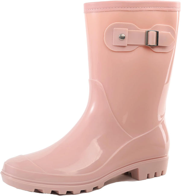 Women's Mid Calf Rain Boots Waterproof Fashion Shoes