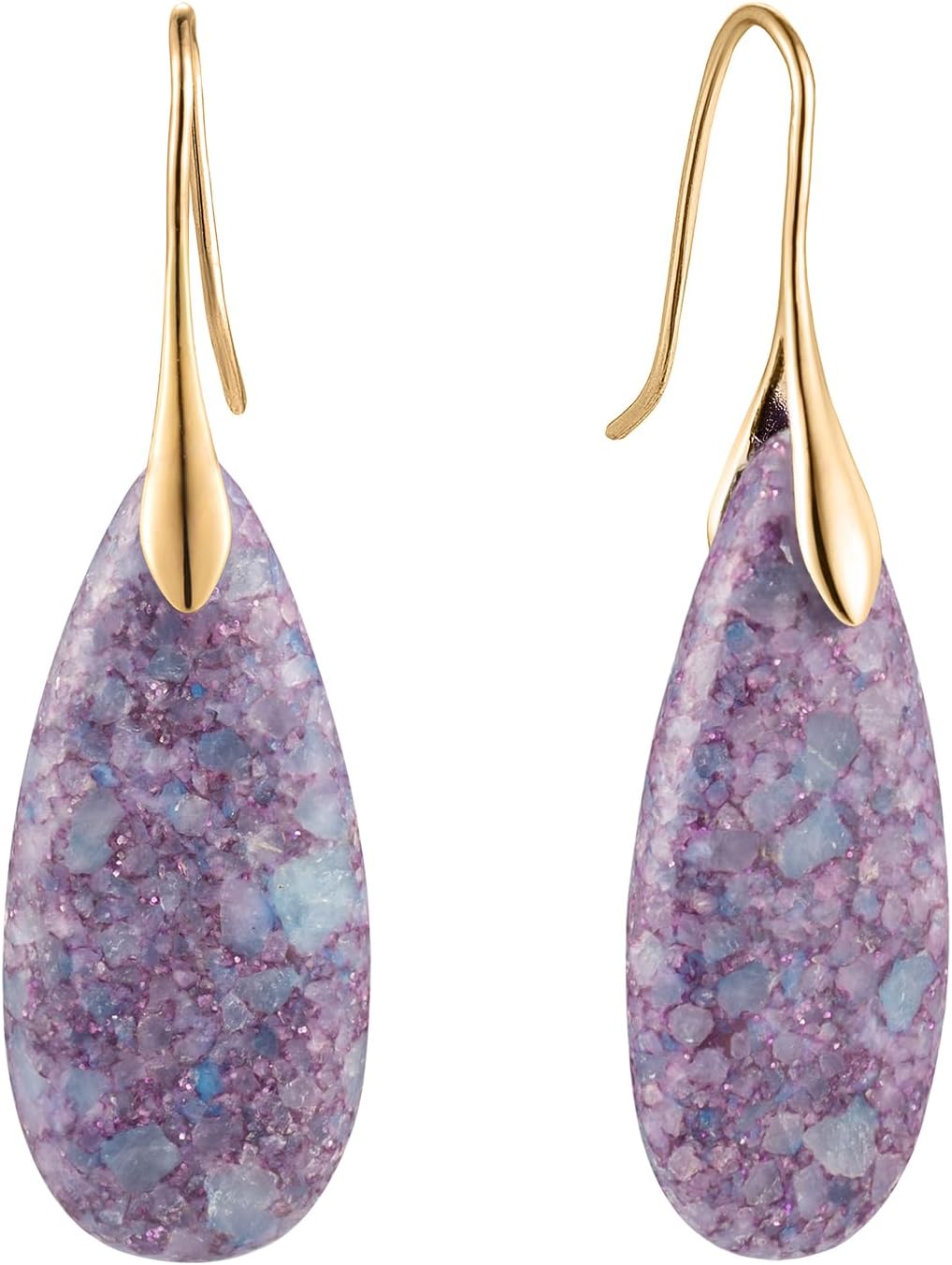 Stone Fishhook Dangle Drop Earrings