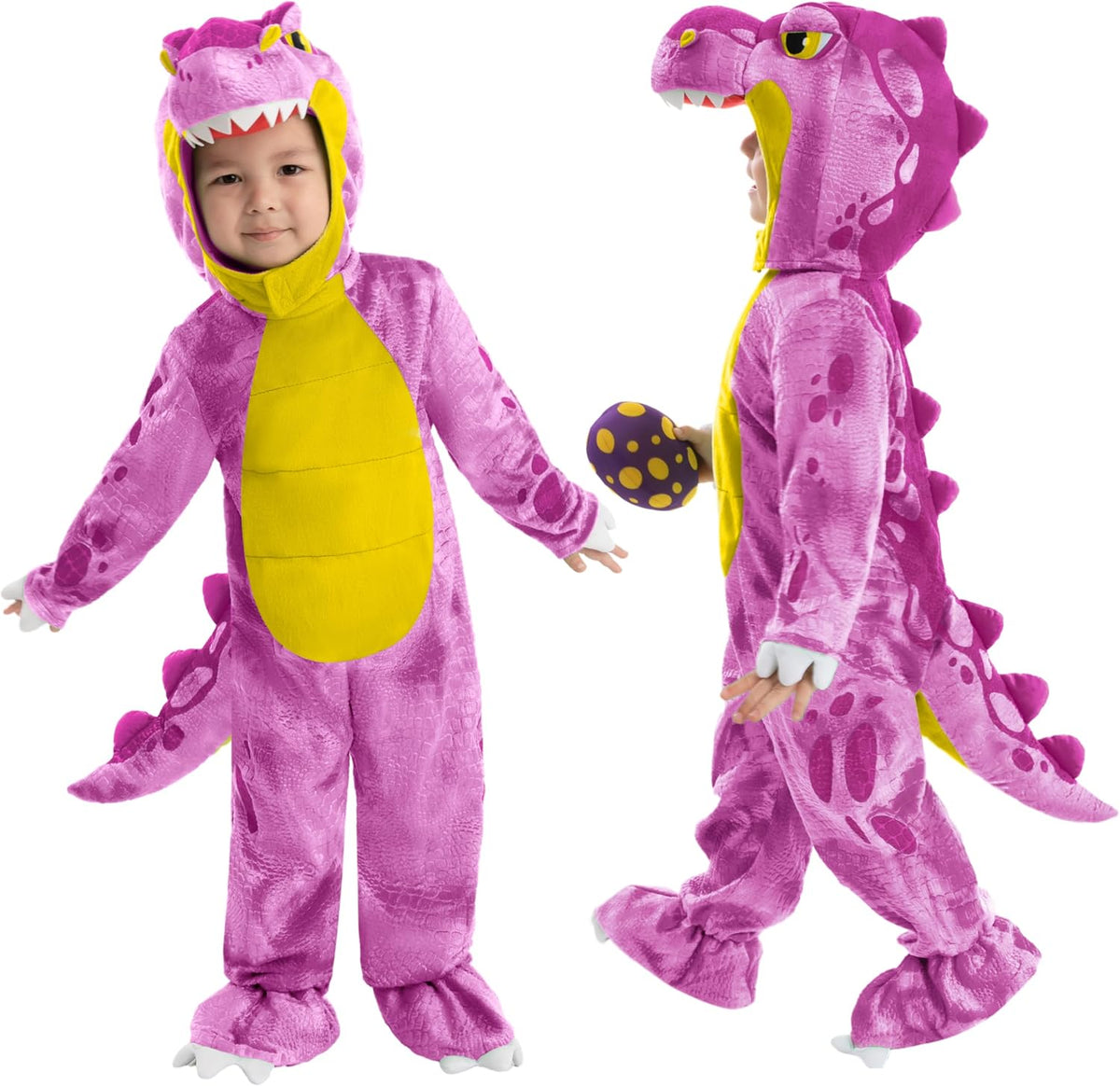 Spooktacular Creations Halloween Dinosaur Costume Kids, T.rex Costume Outfit with Egg for Toddler Child Dress Up Party