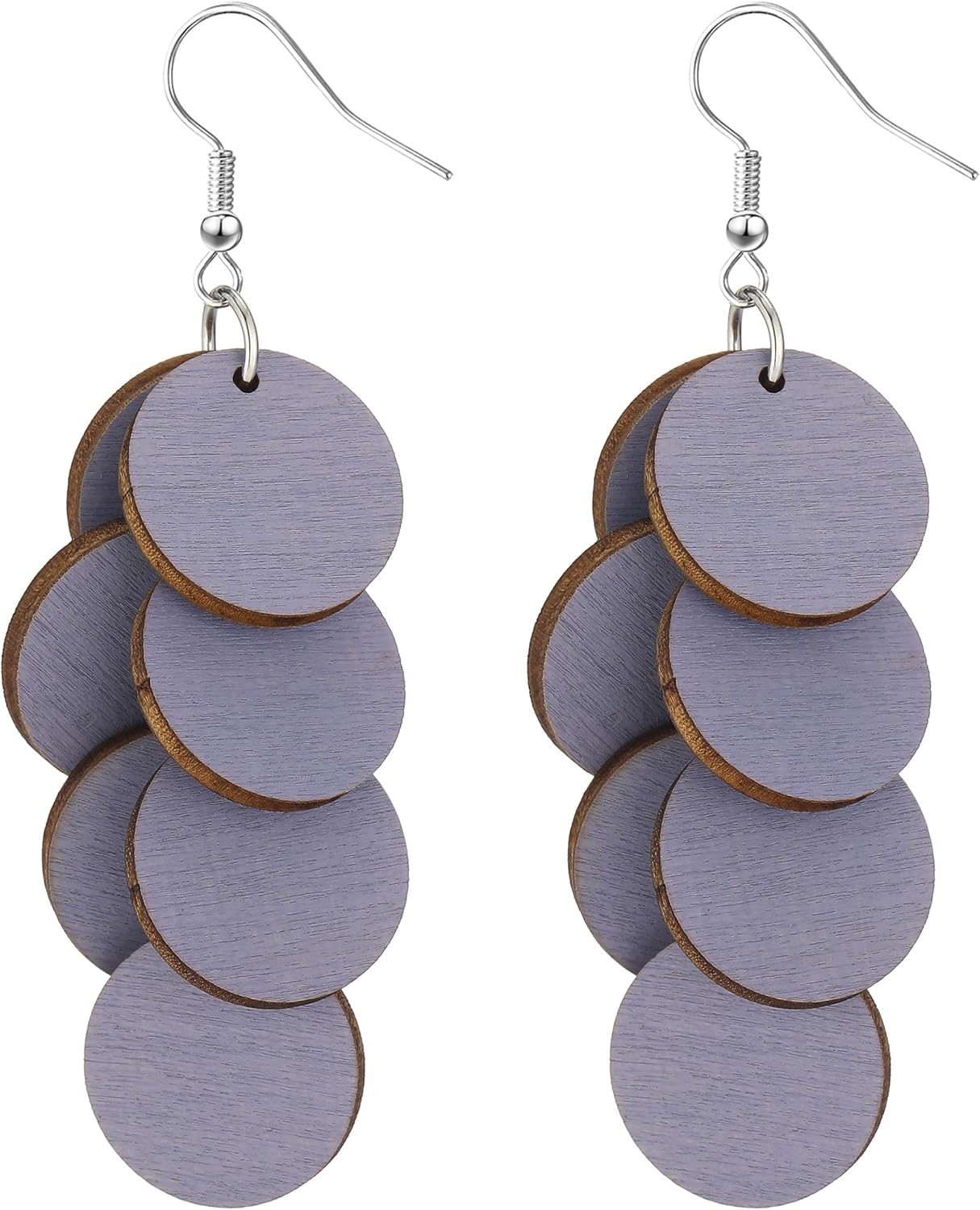 Bohemian Wooden Layered Disc Dangle Earrings