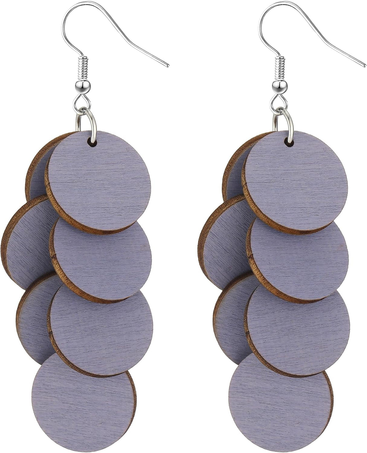 Bohemian Wooden Layered Disc Dangle Earrings, Boho Style Round Drop Earrings for Women, Lightweight Statement Jewelry for Daily Wear & Party