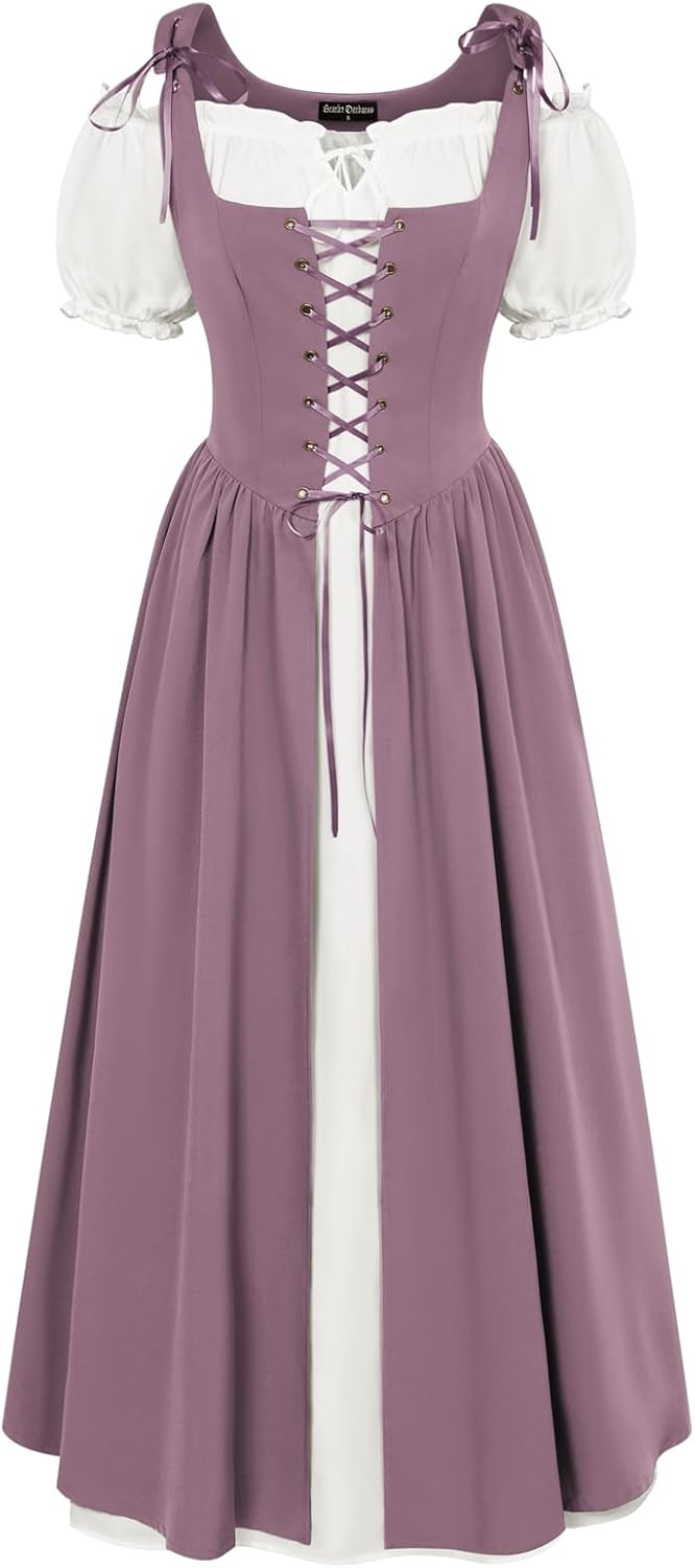Scarlet Darkness Renaissance Costume Women Halloween Medieval Pirate Dress