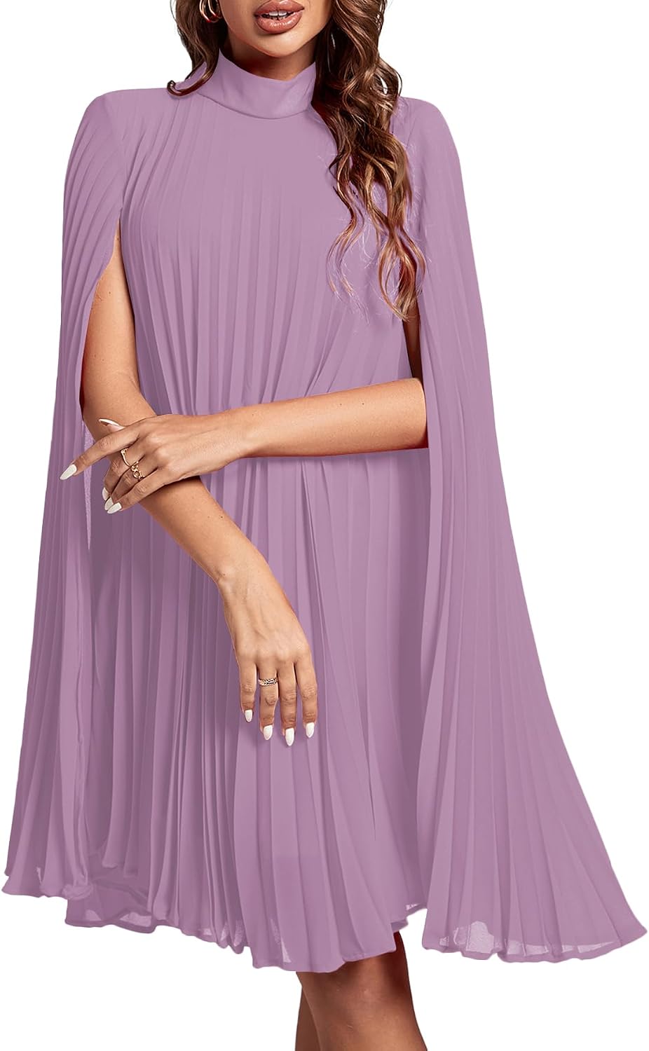 Women's Cloak Sleeve Party Midi Dress