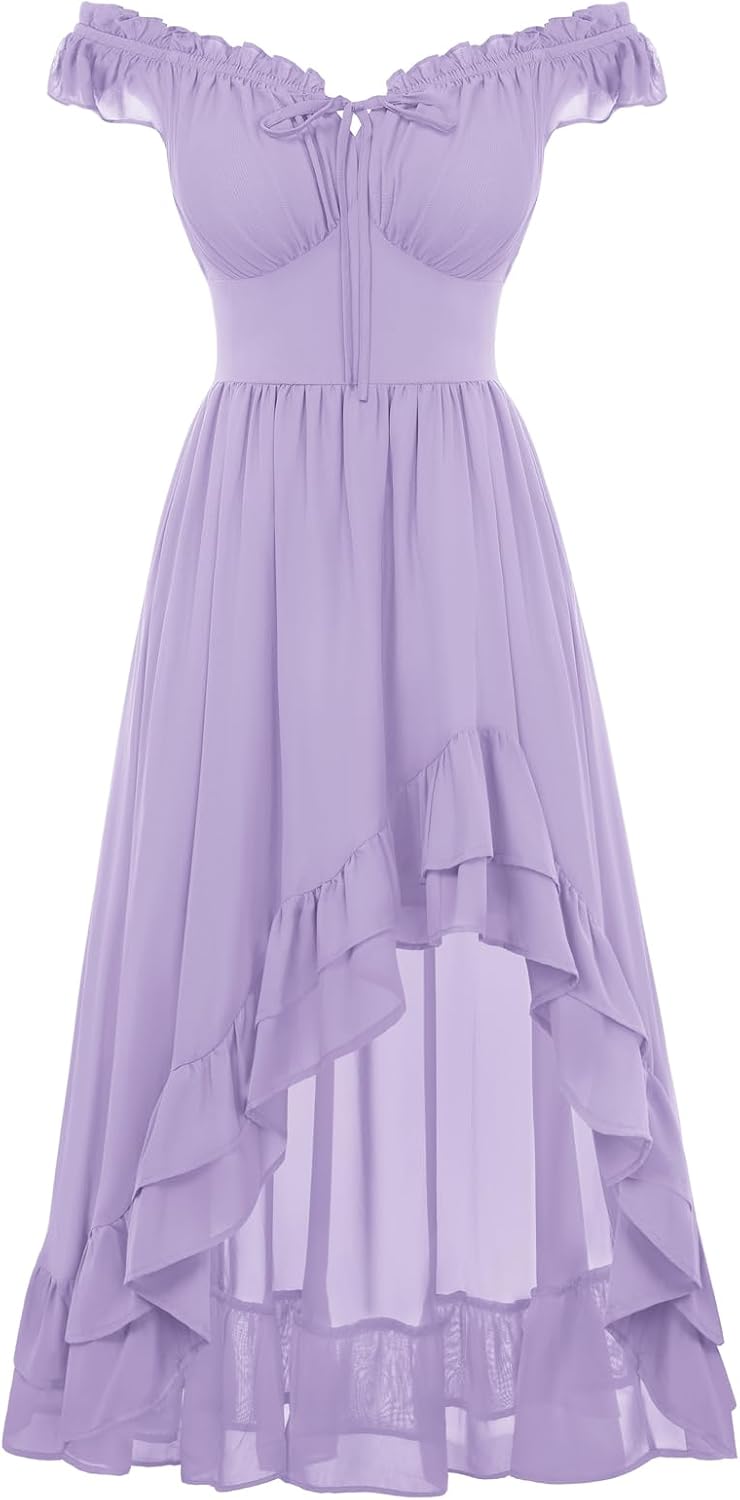 Scarlet Darkness Renaissance Corset Dress Off Shoulder Chiffon Sundress