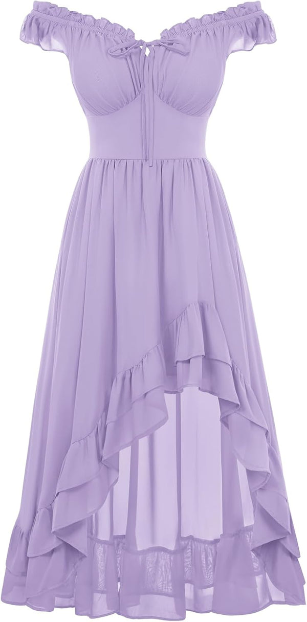 Scarlet Darkness Renaissance Corset Dress Off Shoulder Chiffon Sundress