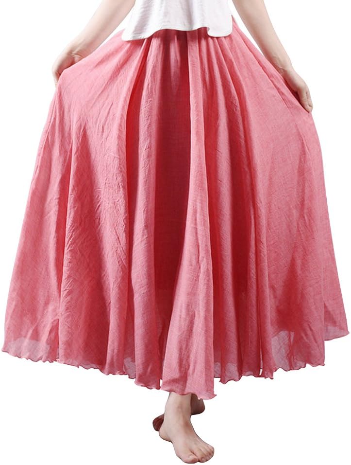 OCHENTA Boho Cotton Maxi Skirts Flowy Long A Line Skirt for Women S-L&Girls