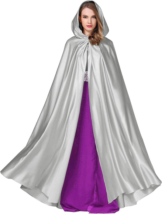 BEAUTELICATE Women's Wedding Hooded Cape Bridal Cloak Poncho Full Length