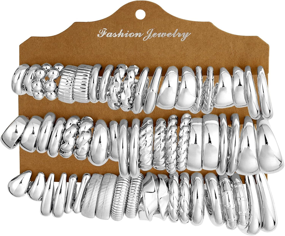 30 Pairs Chunky Gold Hoop Earrings for Women, Multipack Jewelry for Gift