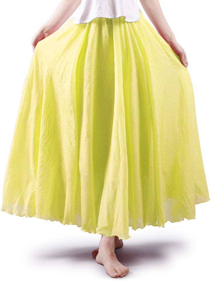 OCHENTA Boho Cotton Maxi Skirts Flowy Long A Line Skirt for Women S-L&Girls