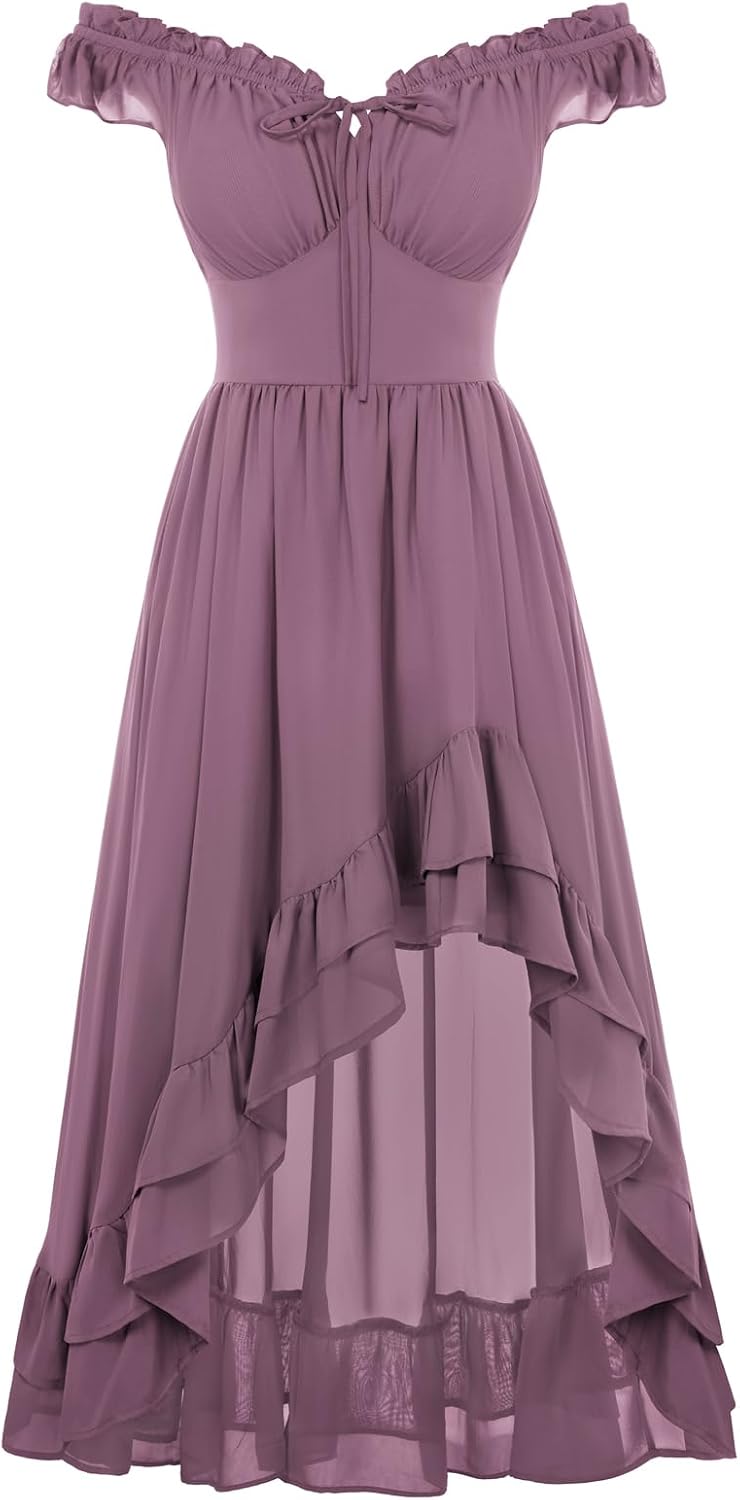 Scarlet Darkness Renaissance Corset Dress Off Shoulder Chiffon Sundress
