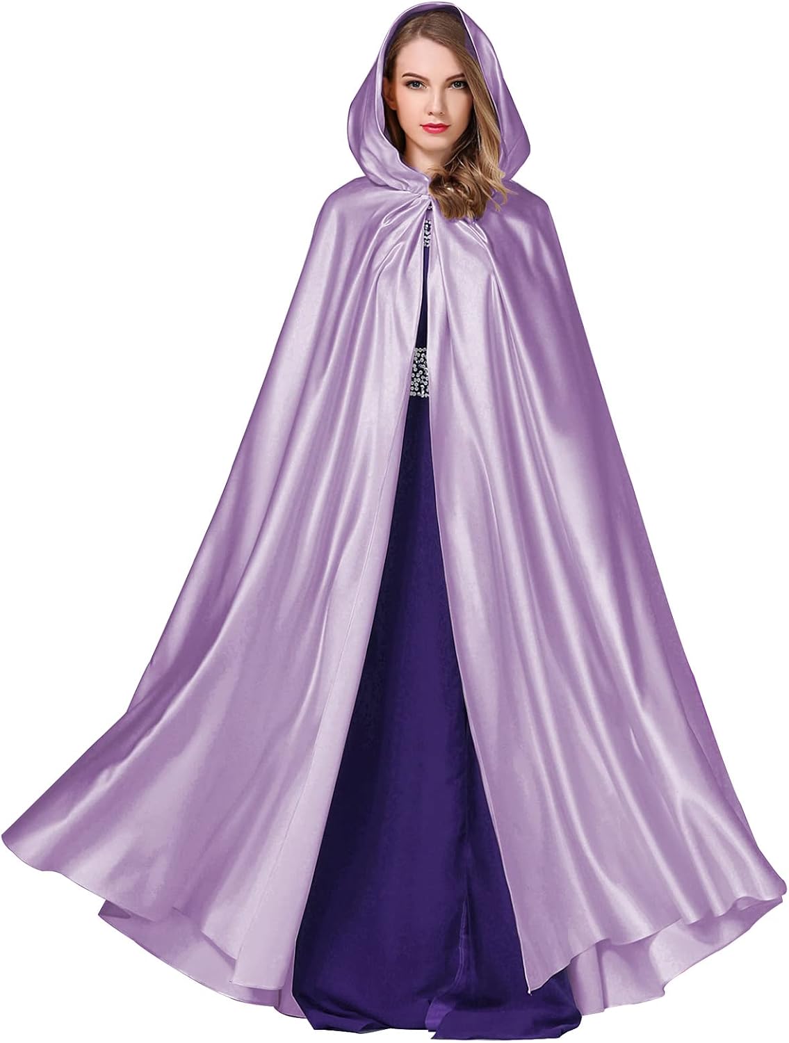 BEAUTELICATE Women's Wedding Hooded Cape Bridal Cloak Poncho Full Length