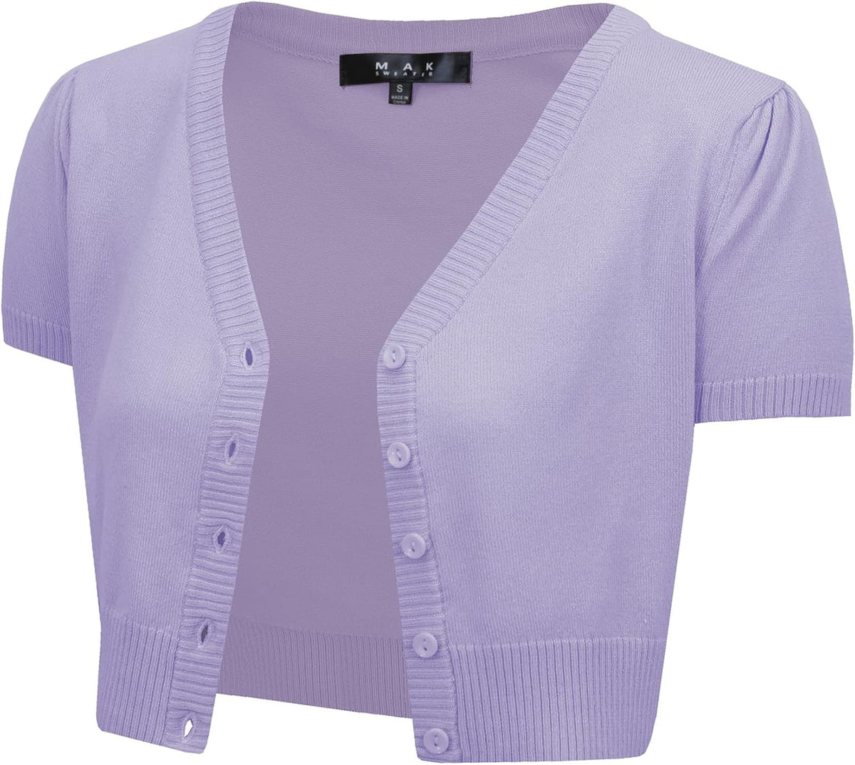 YEMAK Women's Cropped Bolero Cardigan – Short Sleeve V-Neck Basic Classic Casual Button Down Knit Soft Sweater Knitted Top