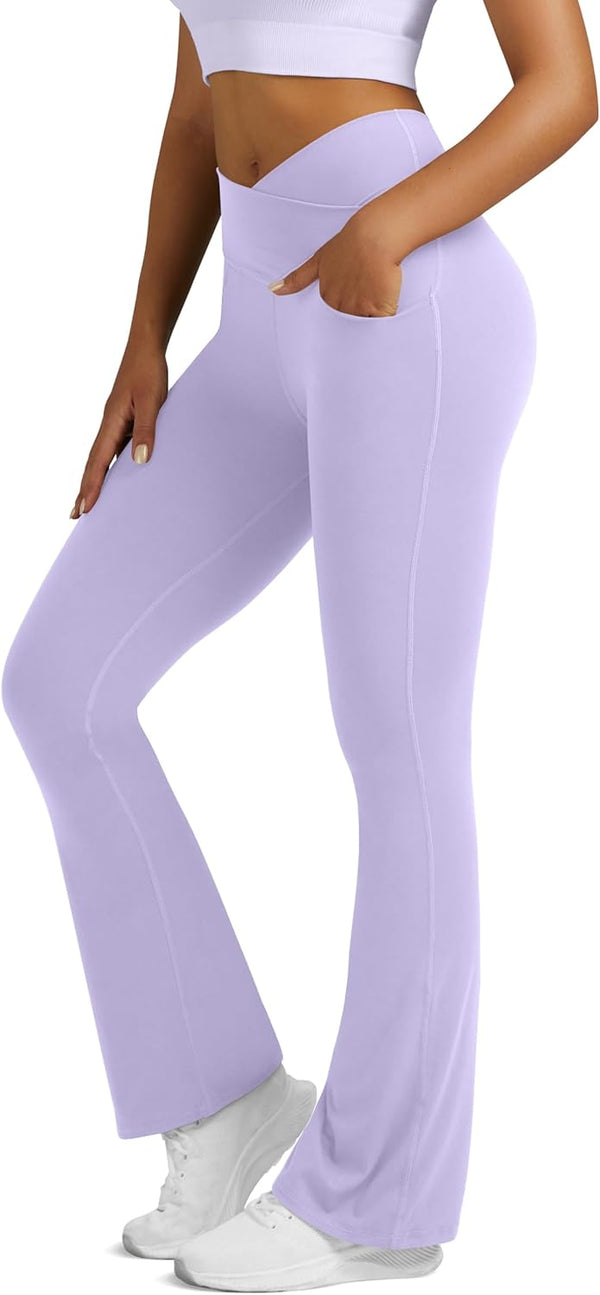 Flare Leggings For Women Yoga Pants With Pockets High Waisted