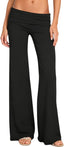 Women's Flare Skinny Pants Fold Over Leggings Stretch
