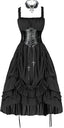 Steampunk Renaissance Costume Dress High Low Corset Midi Dresses