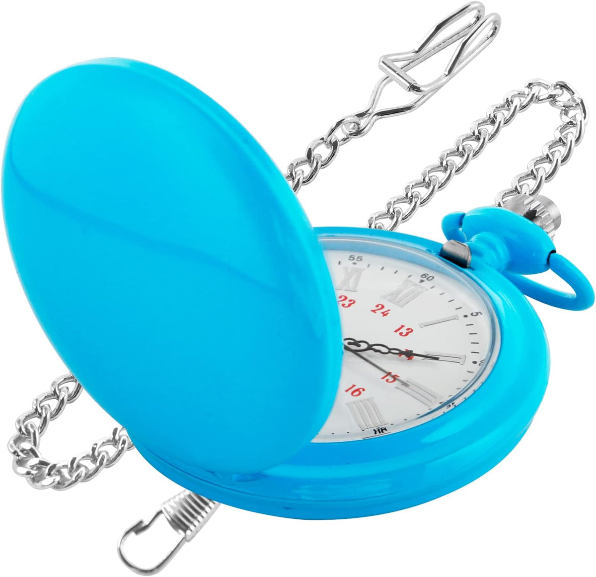 Smooth Cover Quartz Pocket Watch, Fashionable Roman Digital White Dial