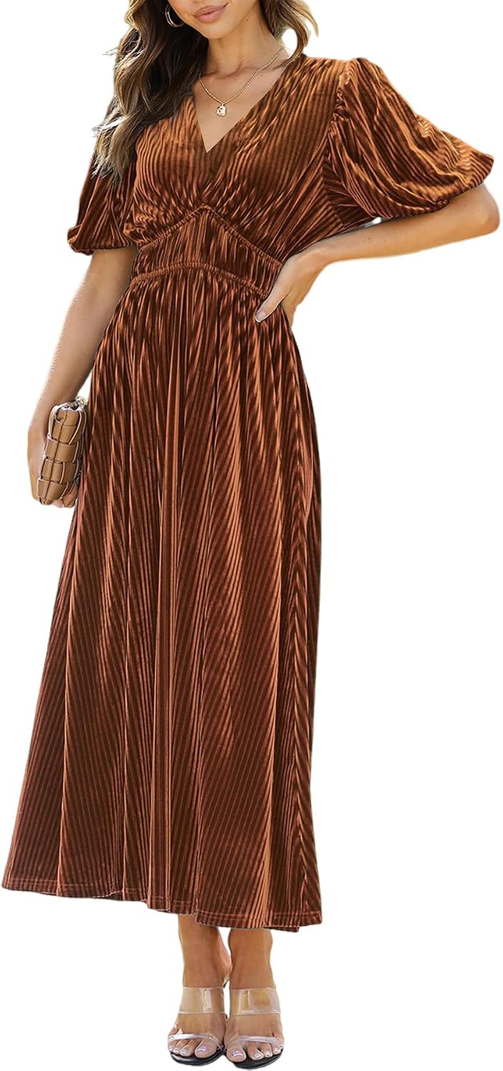 Women's Velvet Maxi Dress Formal Dresses for Wedding Guest Dress