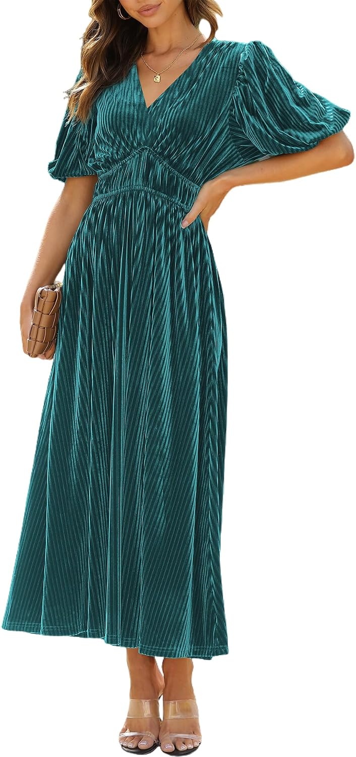 Women's Velvet Maxi Dress Formal Dresses for Wedding Guest Dress