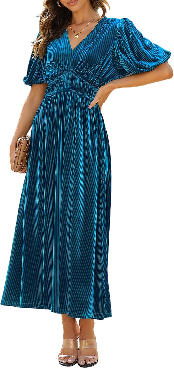Women's Velvet Maxi Dress Formal Dresses for Wedding Guest Dress