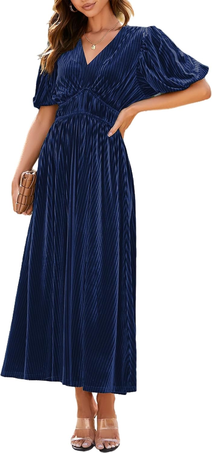 Women's Velvet Maxi Dress Formal Dresses for Wedding Guest Dress