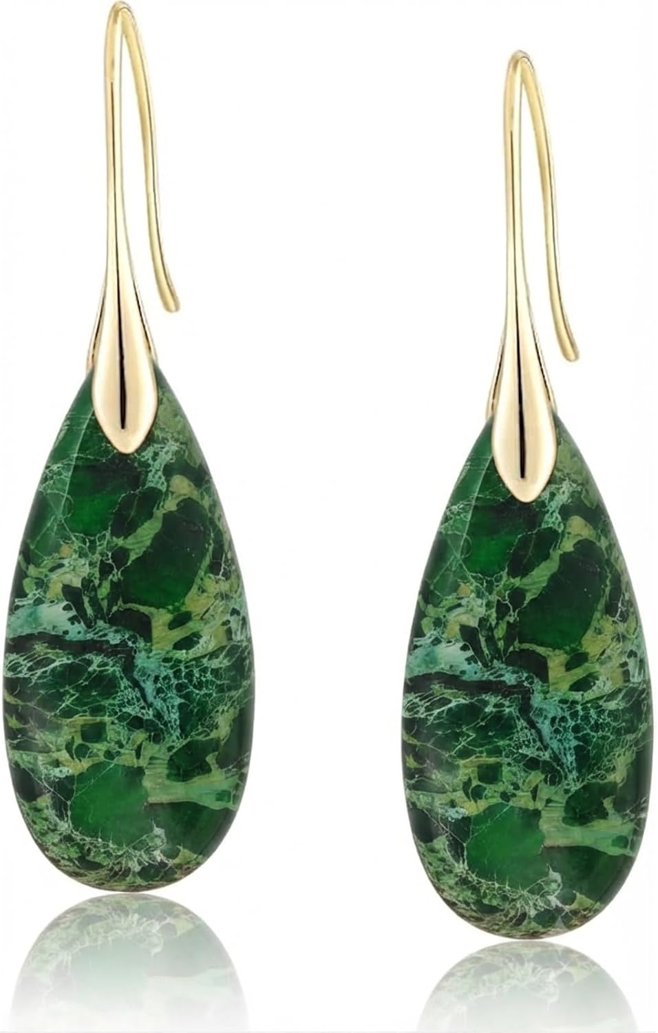 Natural Healing Stone Fishhoop Dangle Drop Earrings Statement Gold silver earrings