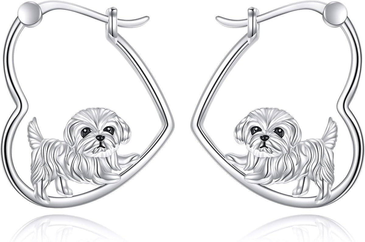 YFN Animal Earrings Sterling Silver Animal Heart Hoop Dangle Earrings Cute Jewelry Gifts for Women