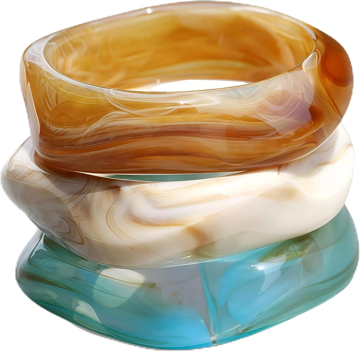Acrylic Bangles Bracelets for Women, Irregular Acrylic Resin Chunky Bracelets Geometric Fashions Thick Statement bangle Set