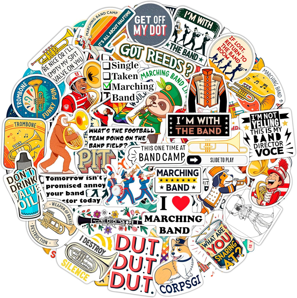 100Pcs Classic Rock Stickers — Rockabilly Guitar & Music Emblems