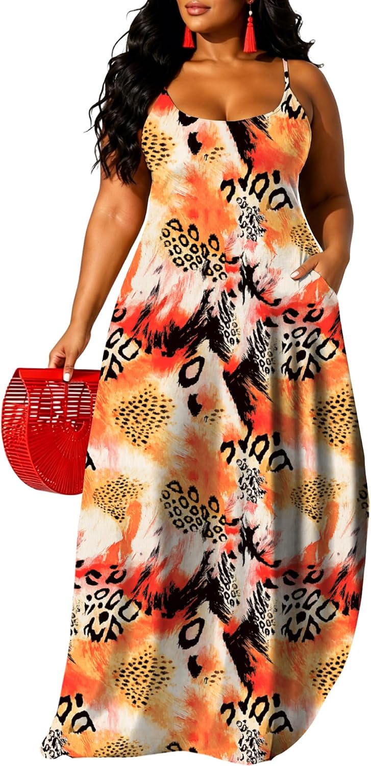 UOUA Hawaiian Dresses Women Plus Size Luau Party Sundress Summer Maxi Tropical Boho Beach Dress