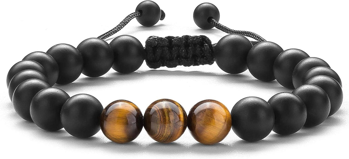 Men Women 8mm Tiger Eye Stone Beads Bracelet