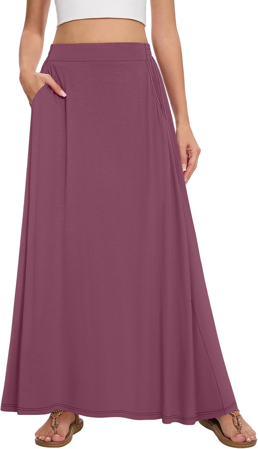 Womens Maxi Skirt Long Flowy Summer A-Line High Waist Skirts