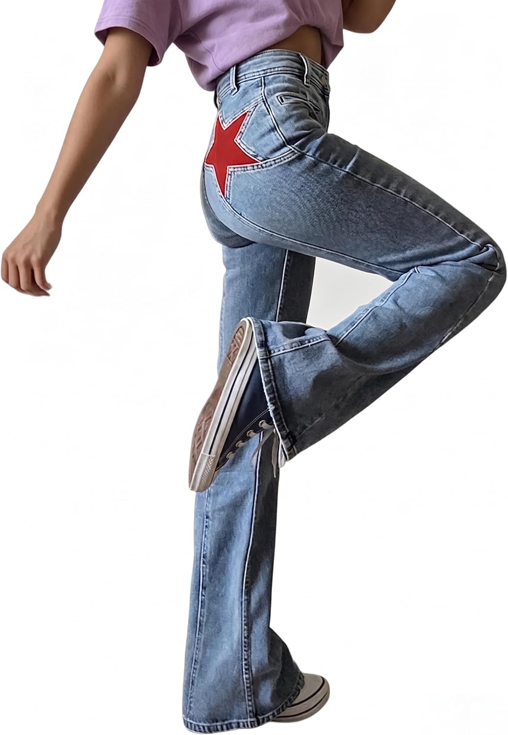 Jeans For Women's Jeans With Star Patches, Vintage Y2k Denim