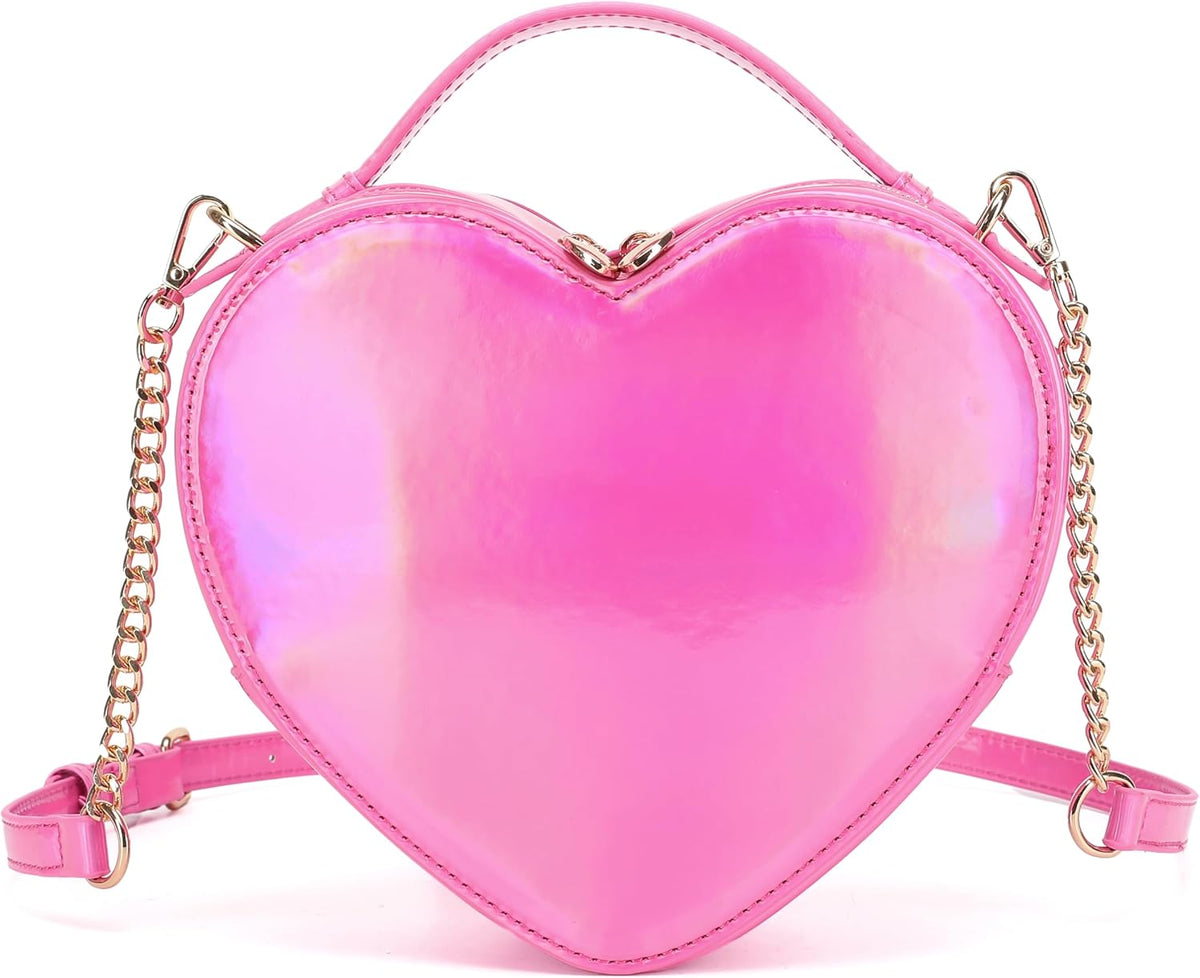Heart-Shaped Zip-Around Crossbody Purse