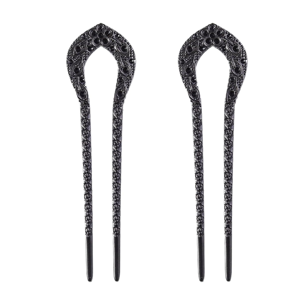 2pack U Shaped Viking Raven Metal Hair Prong Forks French Hair Styling Pins Black Wicca Witch Sticks Renaissance Festival Acceossories for Women Perfect for Thick Hair