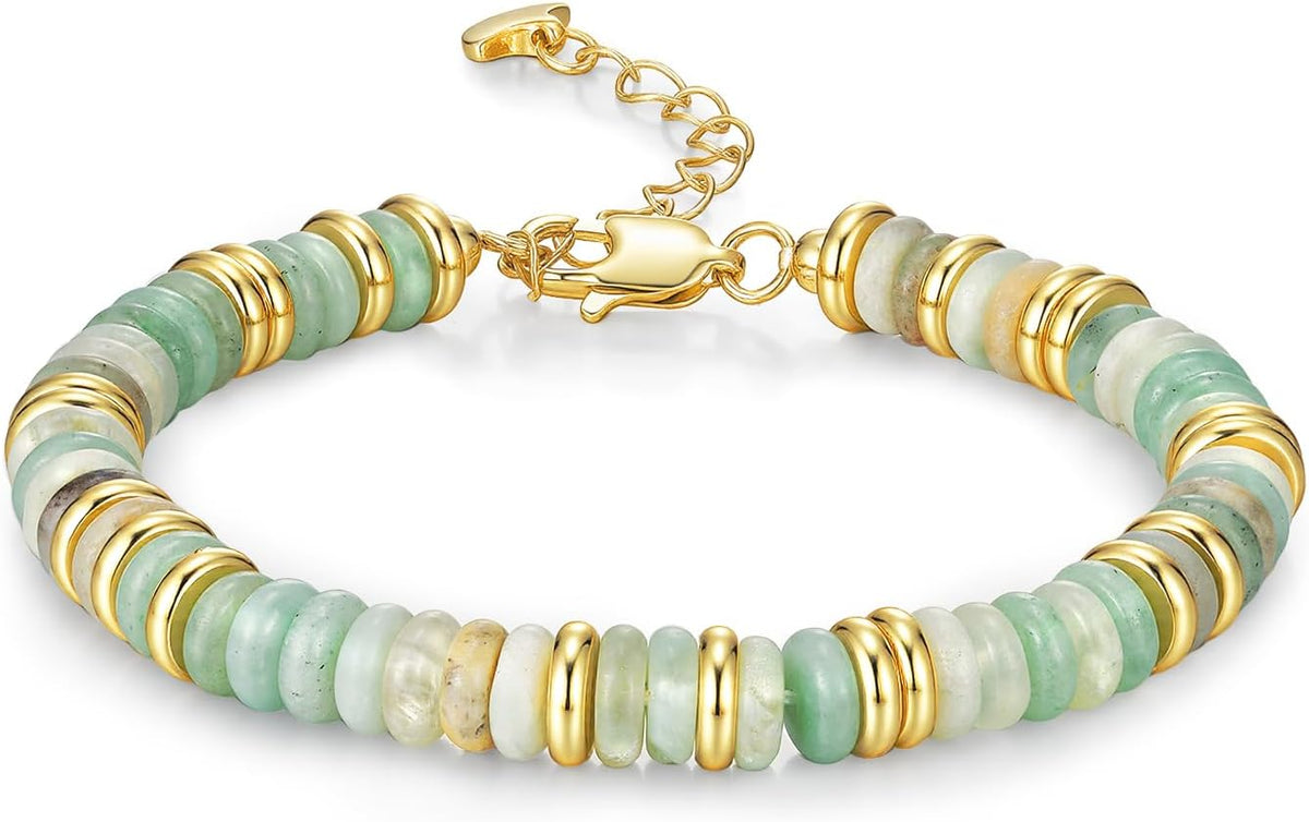 SNGIA Colorful 18K Gold Plated Bracelets for Women, Stack Bangle Beaded Stone Jewelry Accessories Set for Woman, Trendy Fashion Jewelry Gifts