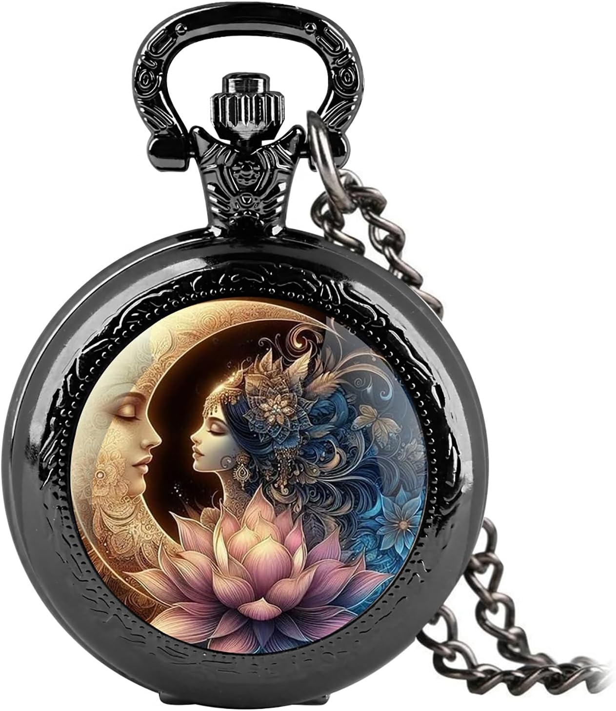 Vintage Pocket Watch for Women Men Graphic Animal Design Quartz Pocket
